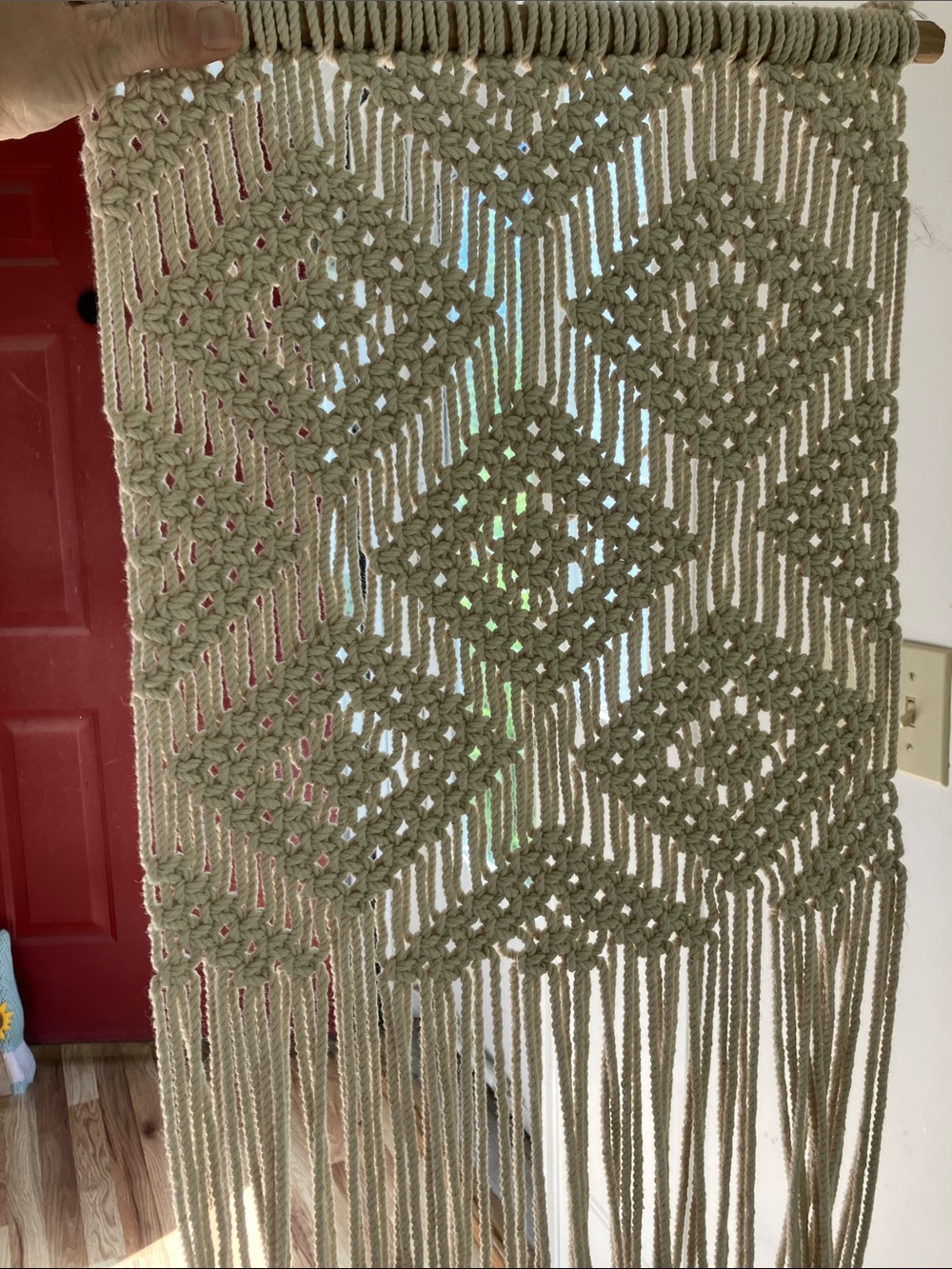 Macramé Wall Hanging With Wooden Dowel - Picture 5 of 5